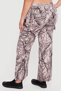 Plus Tree Camo Wide Leg Cargo Pants