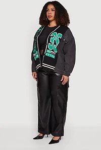 Plus Bronx Authentic Graphic Knit Denim Jacket