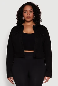 Womens Plus Size WAX Denim Jacket, Black, Size 3X