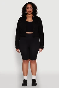 Womens Plus Size WAX Denim Jacket, Black, Size 3X
