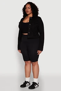 Womens Plus Size WAX Denim Jacket, Black, Size 1X