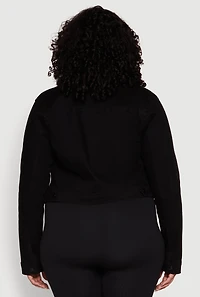 Womens Plus Size WAX Denim Jacket, Black, Size 3X