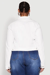 Womens Plus Size WAX Denim Jacket, White, Size 2X