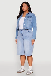 Womens Plus Size WAX Denim Jacket, Blue, Size 3X