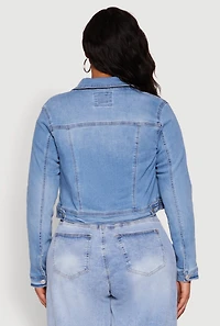 Womens Plus Size WAX Denim Jacket, Blue, Size 3X