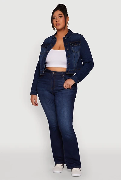 Womens Plus WAX Denim Jacket, Blue,