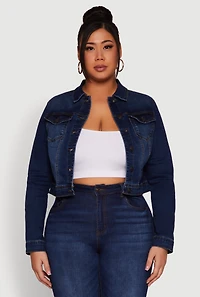 Womens Plus WAX Denim Jacket, Blue,
