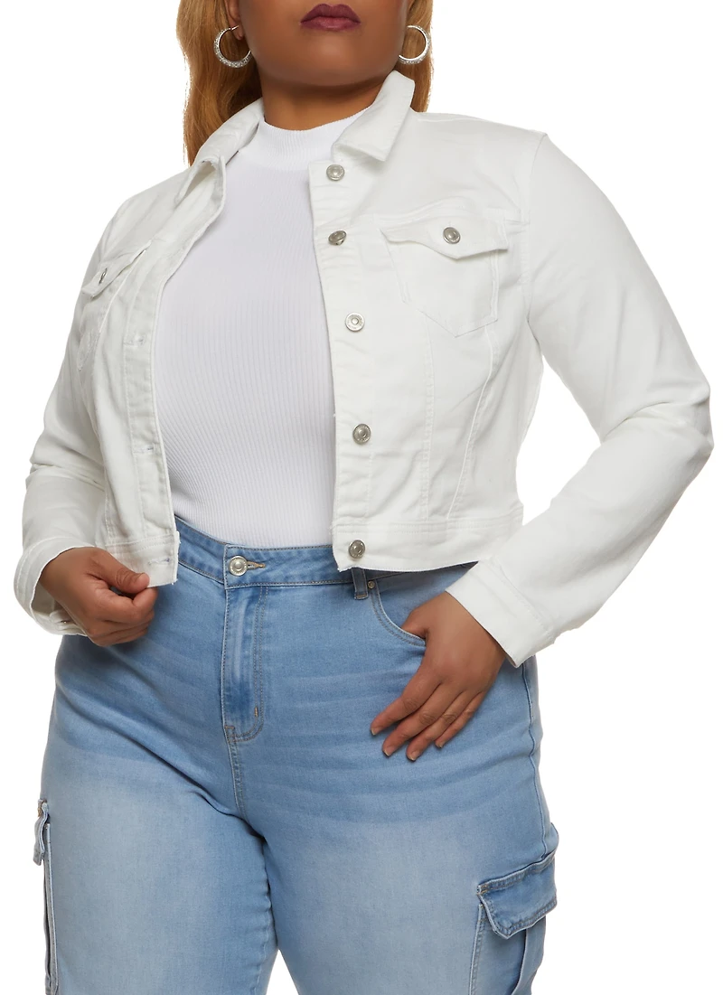 Plus WAX Solid Denim Jacket