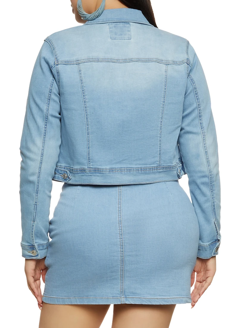 Plus WAX Solid Denim Jacket