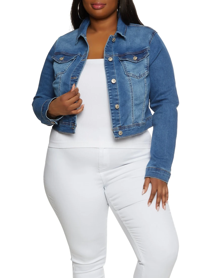 Plus WAX Solid Denim Jacket
