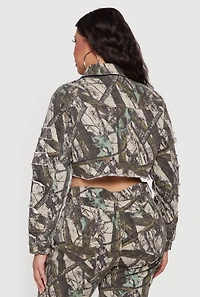 Plus Hunter Camo Frayed Patch and Repair Jean Jacket