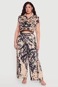 Plus Tie Dye Crop Denim Vest