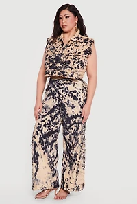 Plus Tie Dye Crop Denim Vest