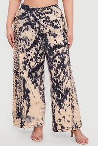 Plus Frayed Tie Dye Wide Leg Jeans