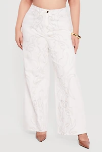 Plus Western Decorative Stitch High Waisted Jeans