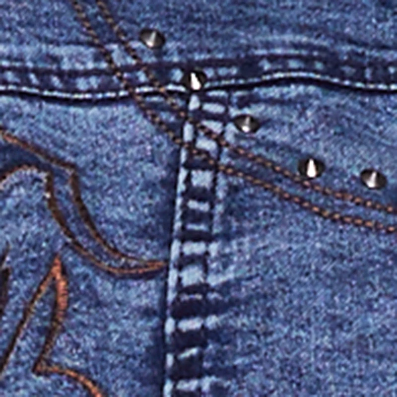 Plus Western Decorative Stitch Straight Leg Jeans