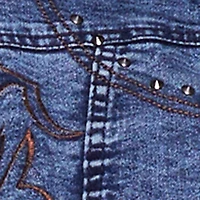 Plus Western Decorative Stitch Straight Leg Jeans