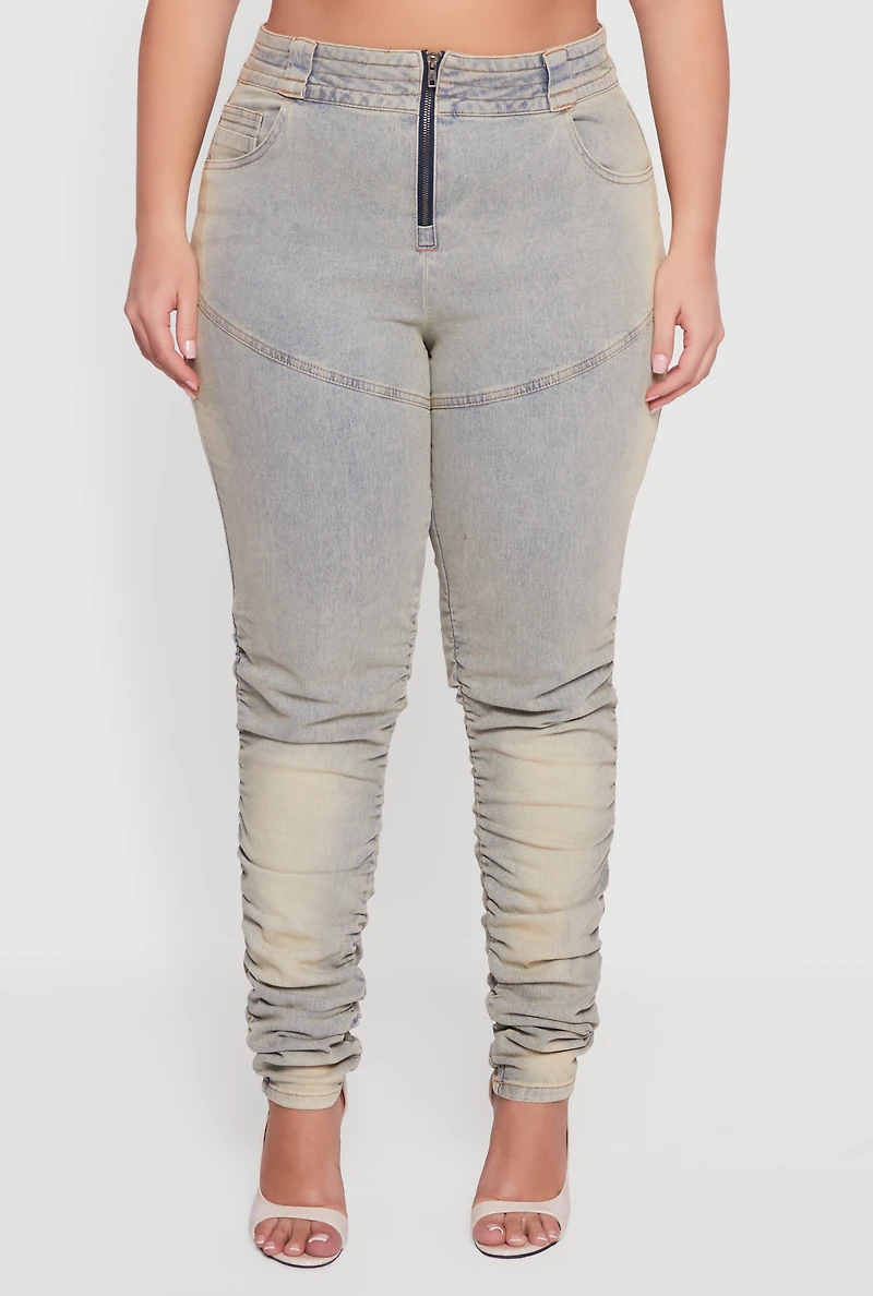 Plus High Waisted Stacked Acid Wash Jeans