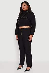 Womens Plus Hyper Stretch Asymmetrical Cropped Jacket,