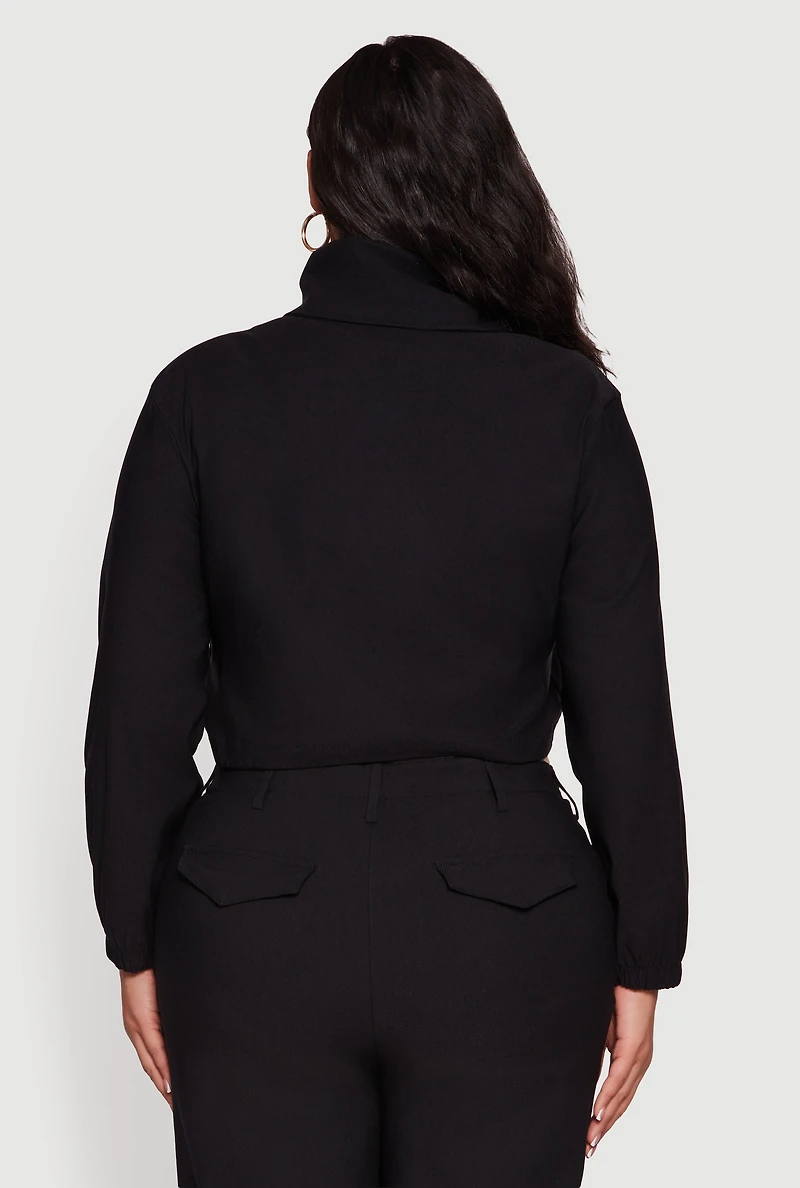 Womens Plus Hyper Stretch Asymmetrical Cropped Jacket,
