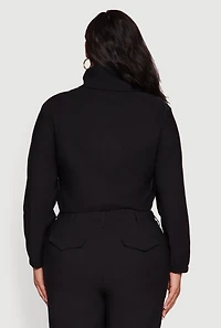 Womens Plus Hyper Stretch Asymmetrical Cropped Jacket,