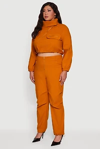 Womens Plus Size Hyper Stretch Asymmetrical Cropped Jacket, Brown, Size 1X