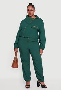 Plus Hyper Stretch Asymmetrical Cropped Jacket