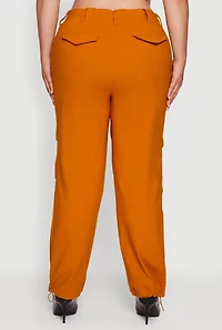 Womens Plus Hyper Stretch Exposed Zip Drawstring Hem Pants,