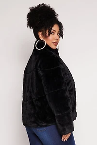 Plus Faux Fur Zip Front Jacket