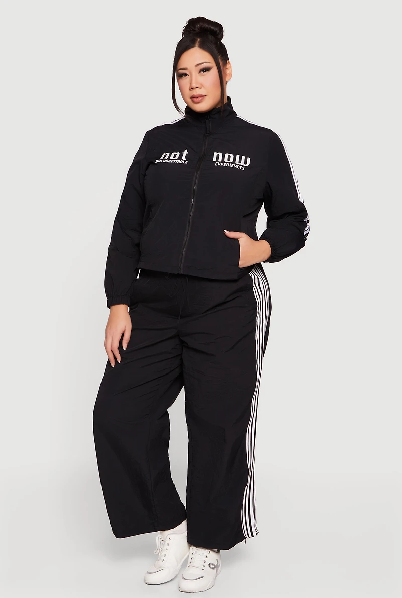 Plus Not Now Embroidered Windbreaker