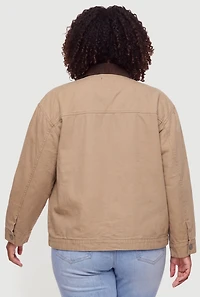 Plus Contrast Trim Zip Front Barn Jacket