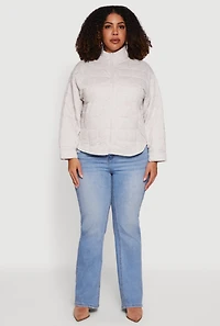 Plus Mock Neck Zip Front Quilted Jacket
