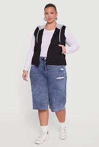Plus Zip Front Hooded Quilted Vest