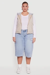 Plus Zip Front Hooded Quilted Vest