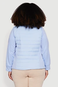 Plus Long Sleeve Mock Neck Zip Front Puffer Jacket