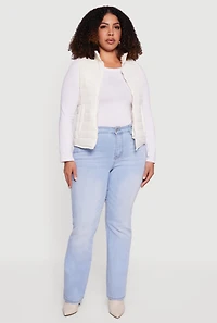 Plus Mock Neck Zip Front Puffer Vest