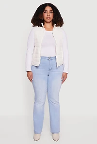 Plus Mock Neck Zip Front Puffer Vest