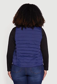 Womens Plus Mock Neck Zip Front Puffer Vest, 2X