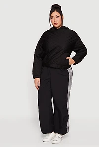 Womens Plus Size Hooded Quilted Sweatshirt, Black, Size 4X