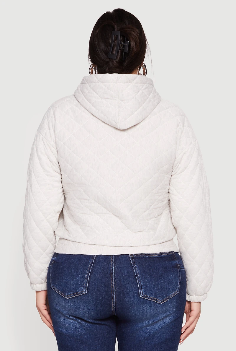 Plus Hooded Quilted Sweatshirt
