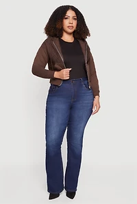 Plus Quilted Long Sleeve Hooded Sweatshirt