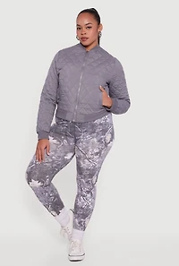 Plus Zip Front Quilted Bomber Jacket