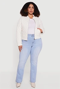 Plus Zip Front Quilted Bomber Jacket