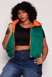 Plus Color Blocked Puffer Vest