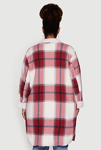 Plus Sherpa Lined Long Open Front Shacket