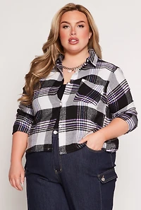 Womens Plus Size Plaid Shirt, Multi, Size 2X