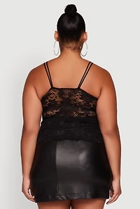 Womens Plus Floral Lace Scalloped Hem Cami,