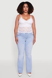 Womens Plus Size Floral Lace Scalloped Hem Cami, White, Size 3X