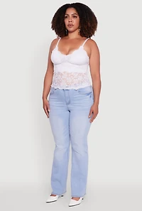 Womens Plus Size Floral Lace Scalloped Hem Cami, White, Size 1X