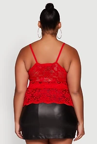 Womens Plus Floral Lace Scalloped Hem Cami, 3X